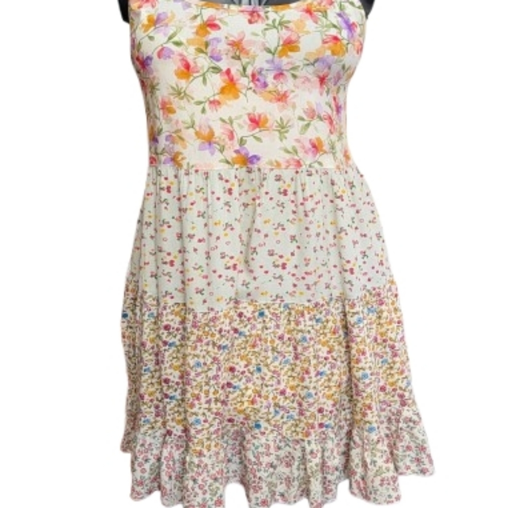 Paani Floral Tiered Patchwork Sundress Sz L Boho New With Tags